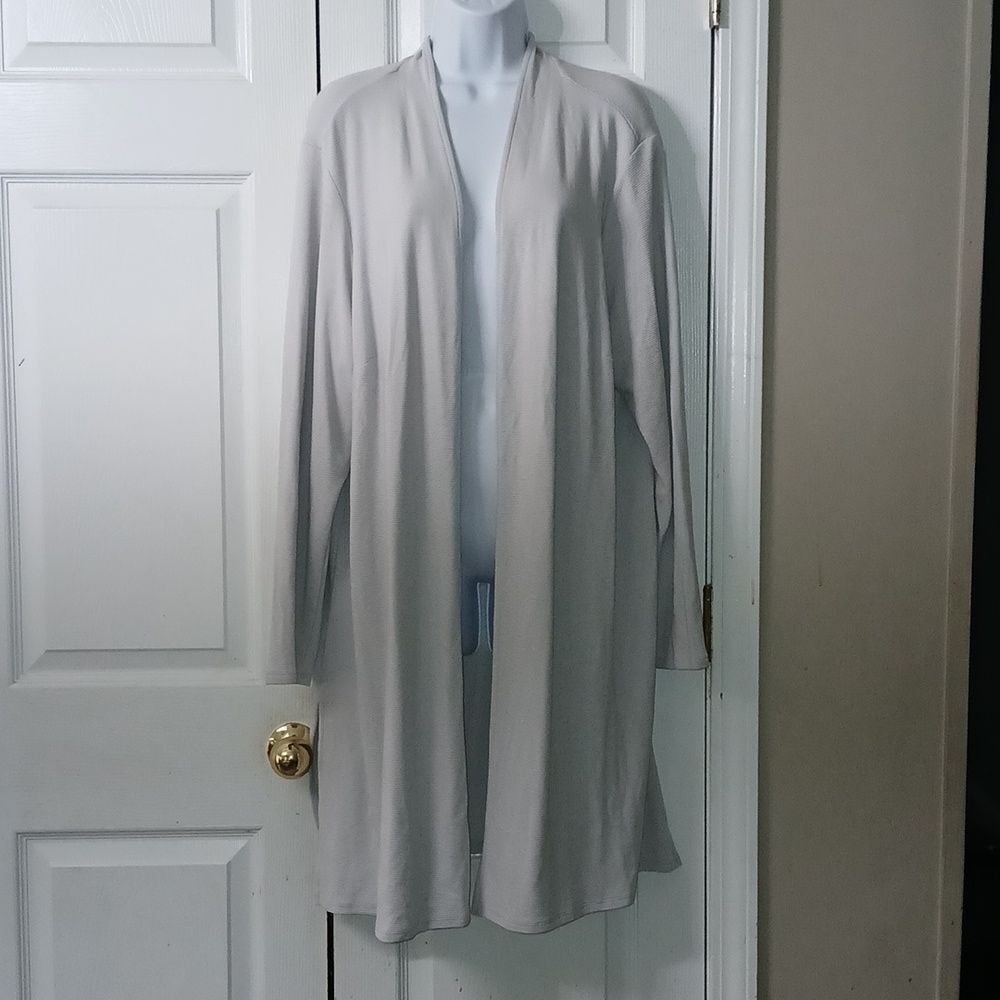 J. Jill wearever collection marble gray ribbed duster long cardigan Sz 2X EUC